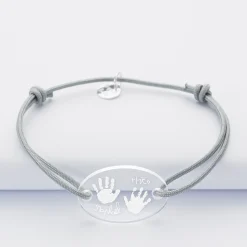 Bracelet personnalisé médaille gravée acrylique ovale 25x17 mm