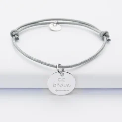 Bracelet personnalisé médaille gravée argent dormeuse 15mm - Nos petits imparfaits