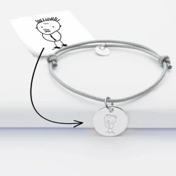 Bracelet personnalisé médaille gravée argent dormeuse 15mm - Nos petits imparfaits
