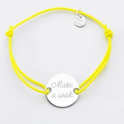 Bracelet personnalisé médaille gravée argent 2 trous 20mm