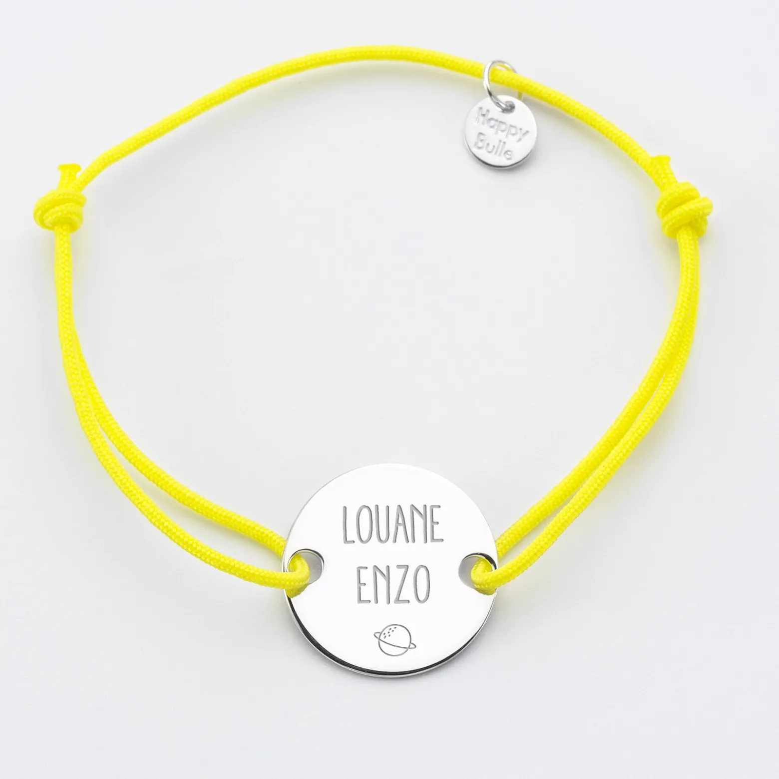 Bracelet personnalisé médaille gravée argent 2 trous 20mm