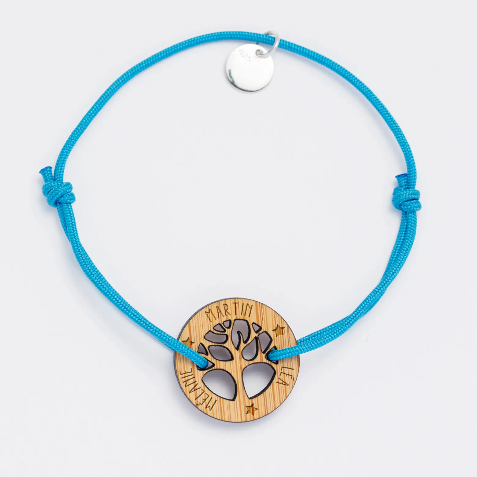Bracelet personnalisé médaille gravée bois arbre de vie 20 mm