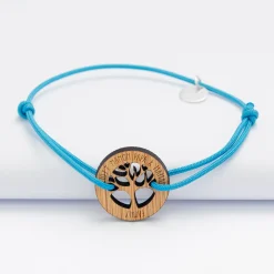 Bracelet personnalisé médaille gravée bois arbre de vie 20 mm