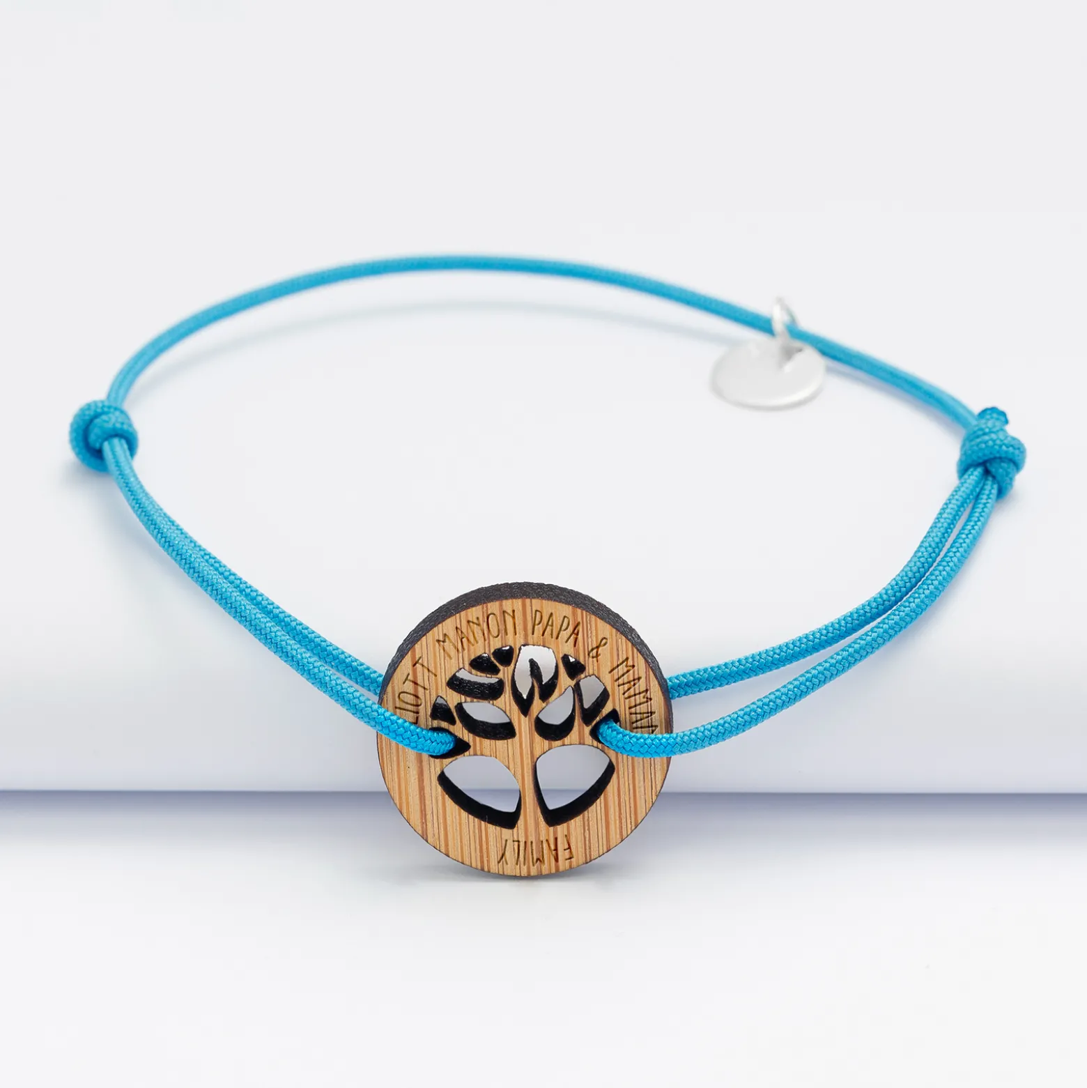 Bracelet personnalisé médaille gravée bois arbre de vie 20 mm