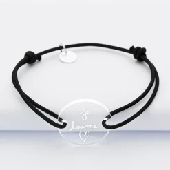 Bracelet personnalisé médaille gravée acrylique ronde 2 trous 21mm