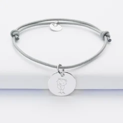 Bracelet personnalisé médaille gravée argent dormeuse 15mm