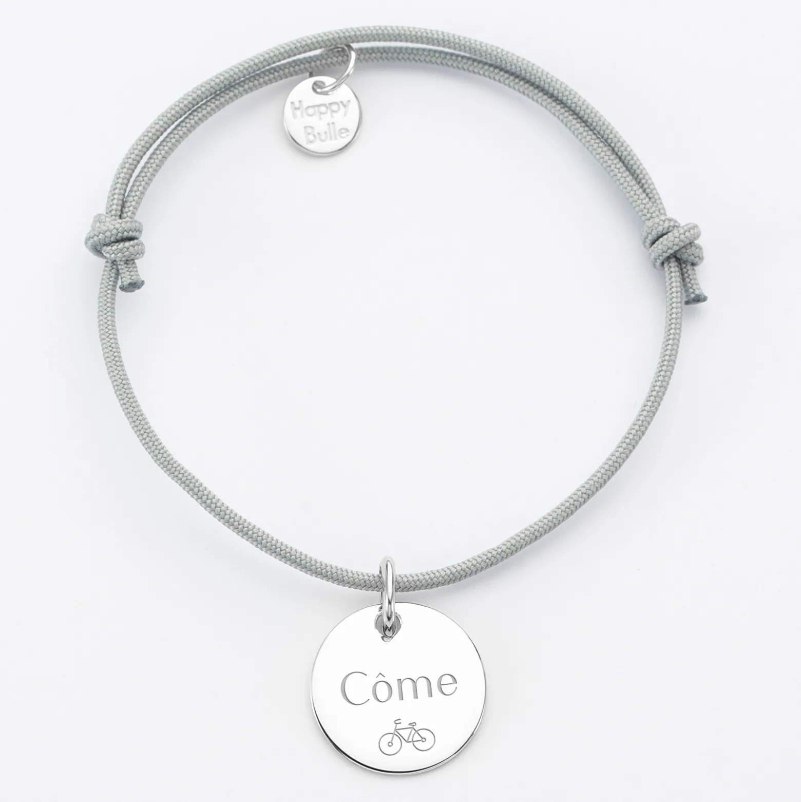 Bracelet personnalisé médaille gravée argent dormeuse 15mm