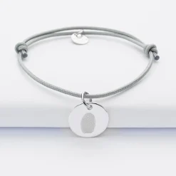 Bracelet personnalisé médaille gravée argent dormeuse 15mm