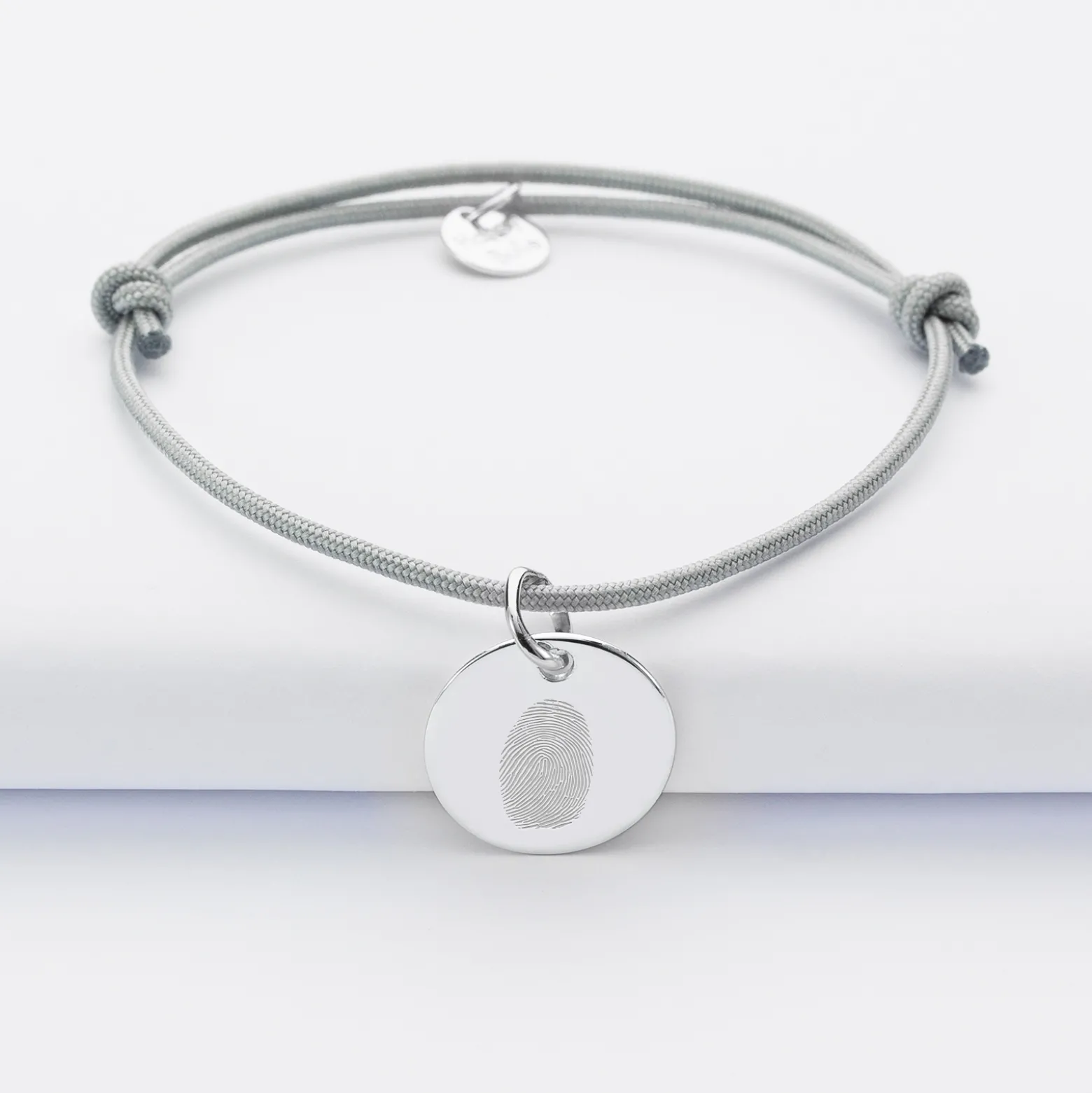 Bracelet personnalisé médaille gravée argent dormeuse 15mm