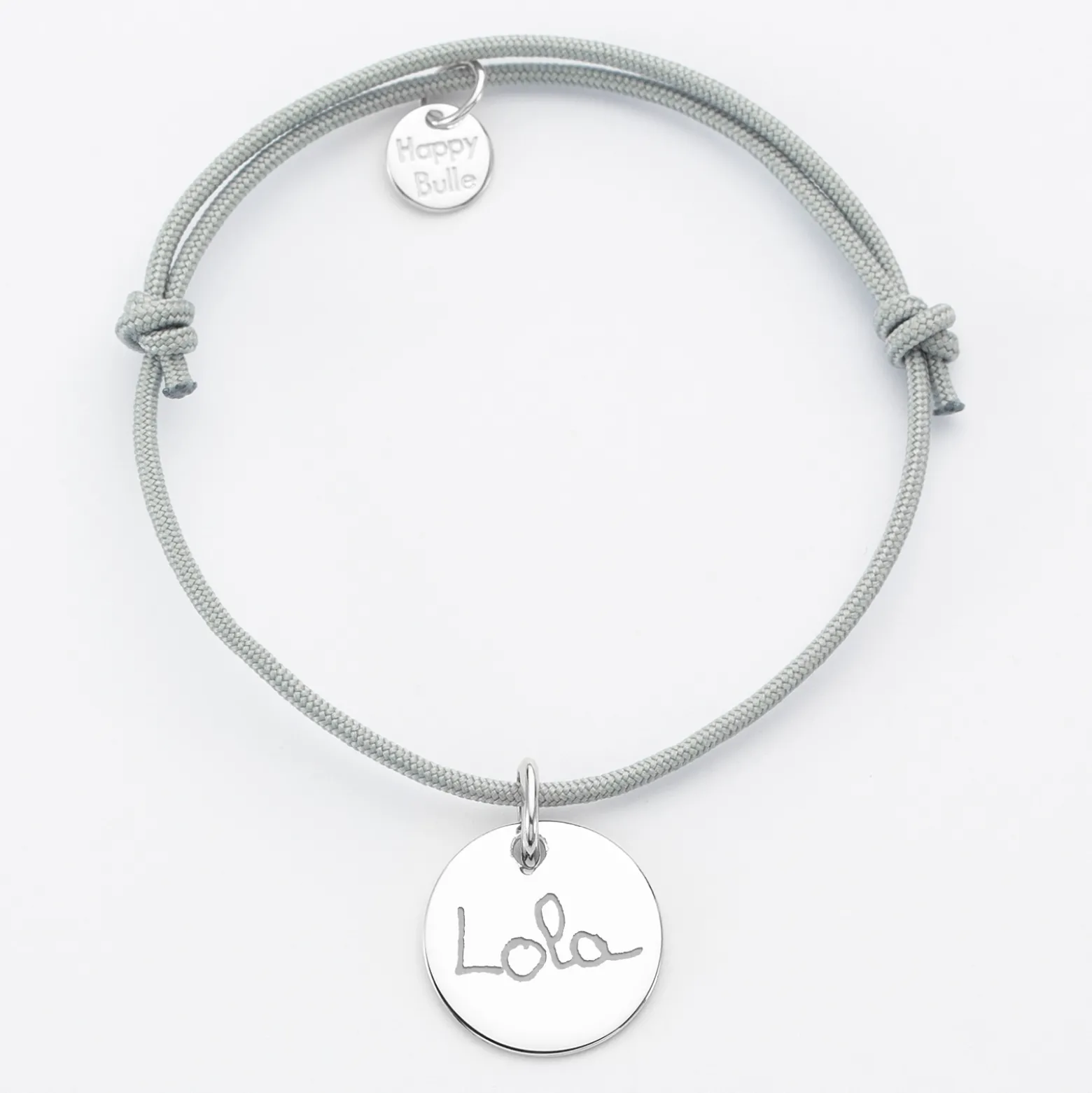Bracelet personnalisé médaille gravée argent dormeuse 15mm