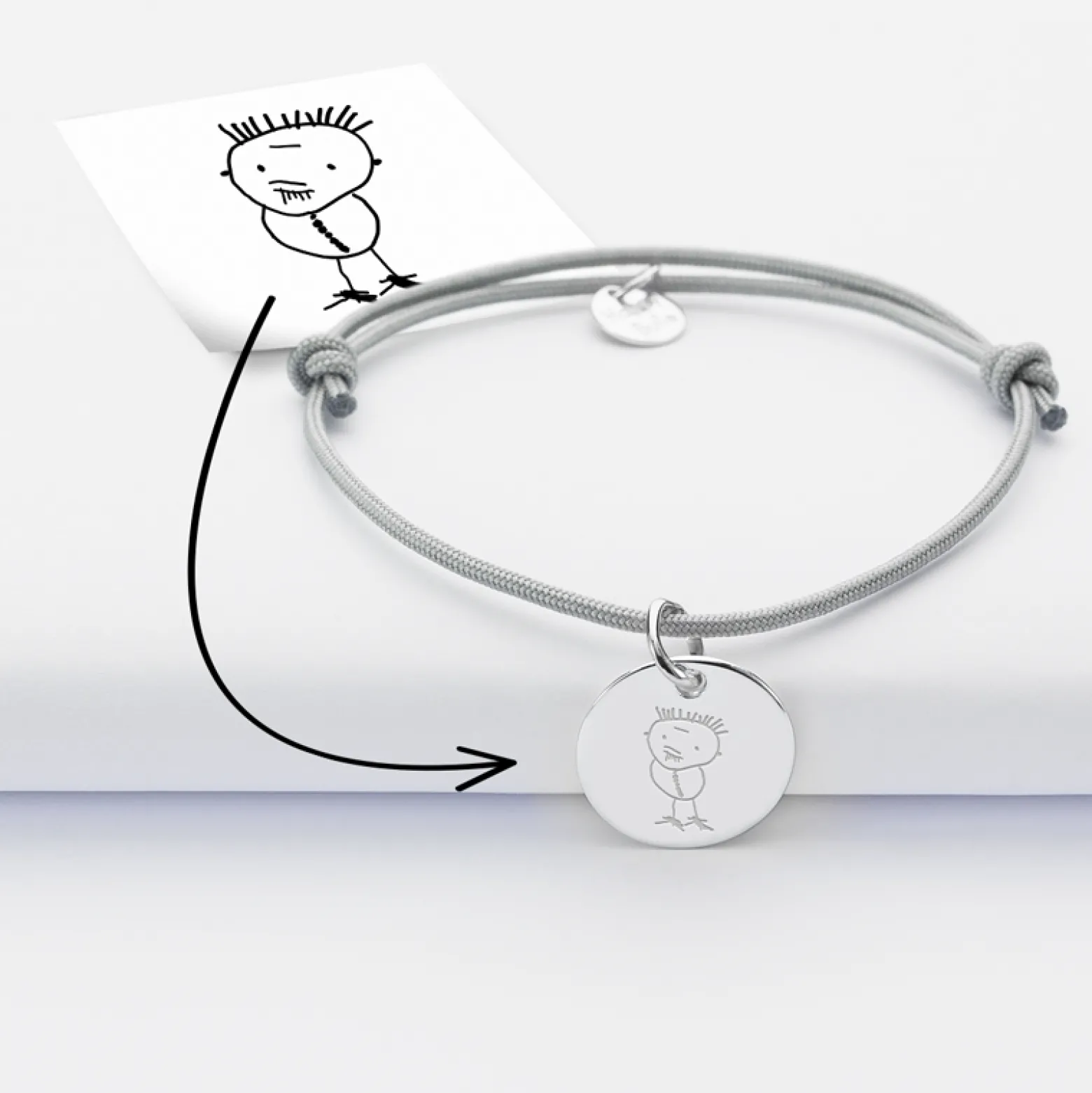 Bracelet personnalisé médaille gravée argent dormeuse 15mm