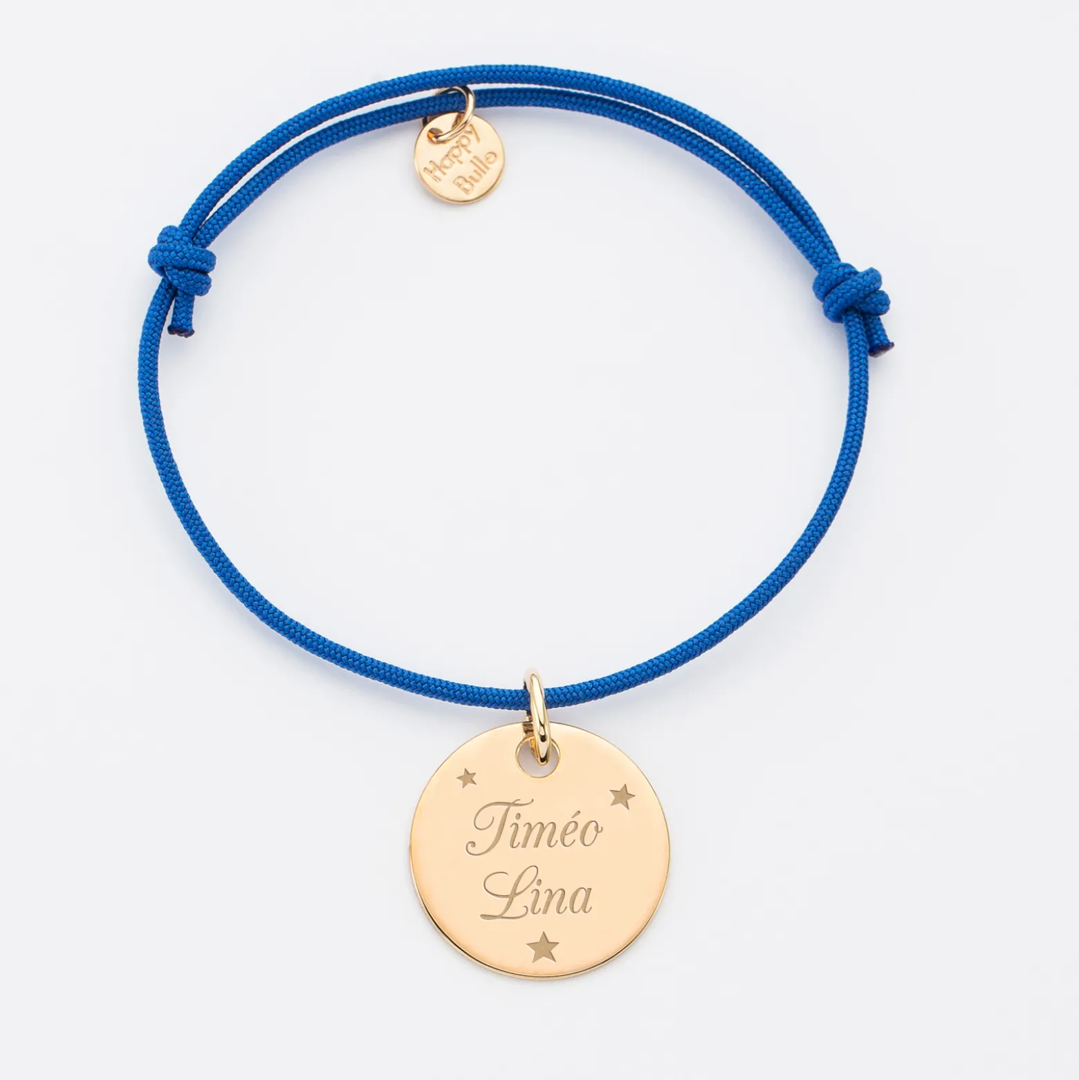 Bracelet personnalisé médaille gravée plaqué or dormeuse 19mm