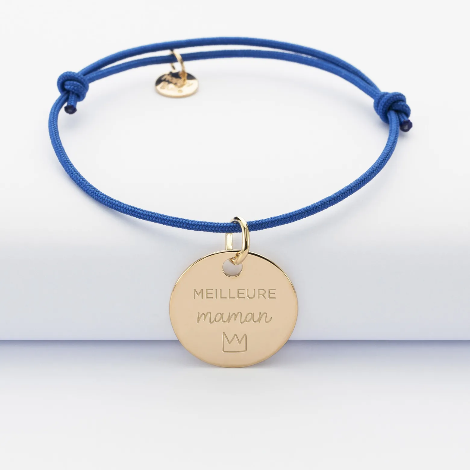 Bracelet personnalisé médaille gravée plaqué or dormeuse 19mm