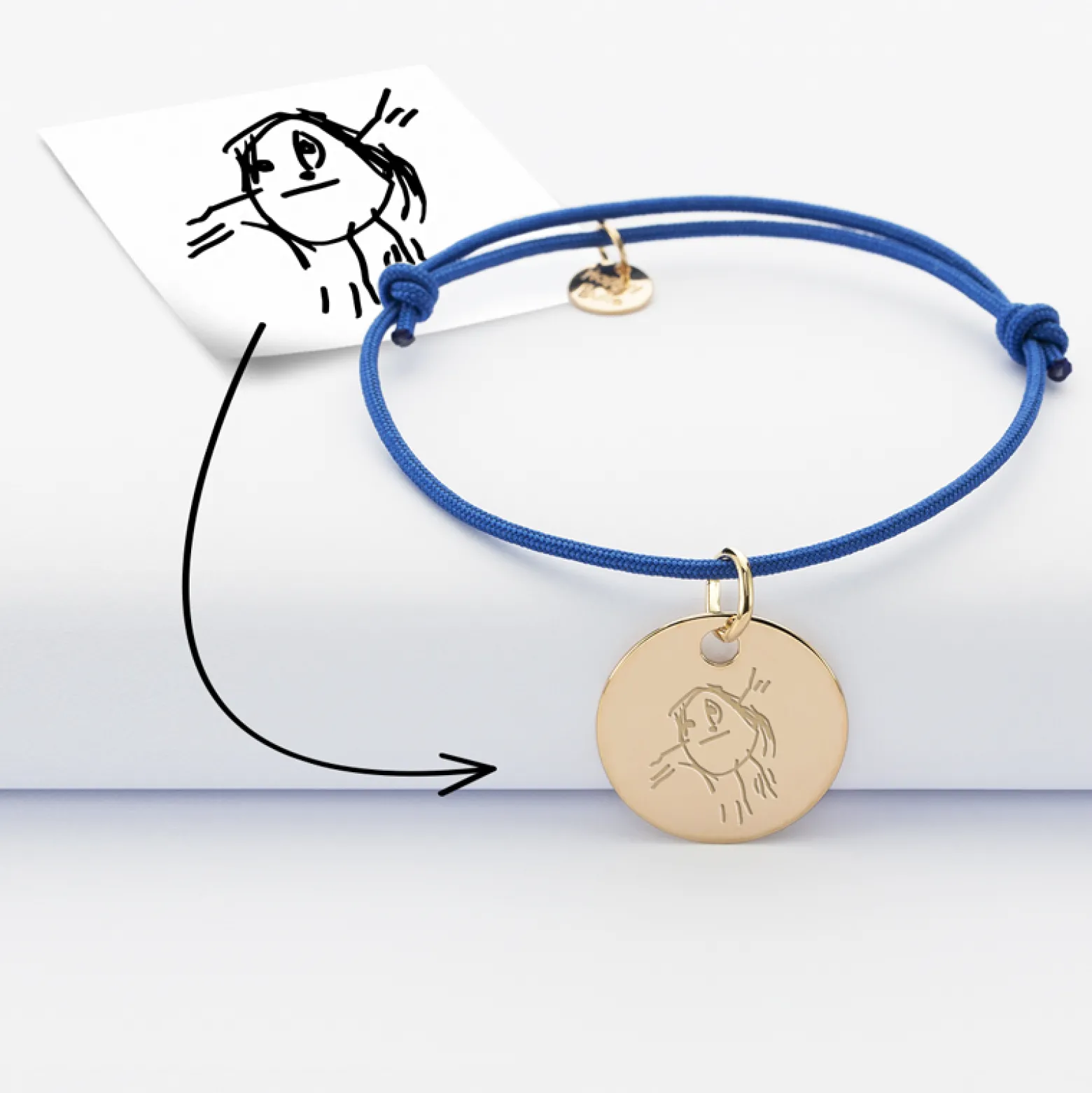 Bracelet personnalisé médaille gravée plaqué or dormeuse 19mm