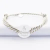 Bracelet Témoin homme personnalisé cordon marin tressé médaille gravée argent 2 trous 20 mm