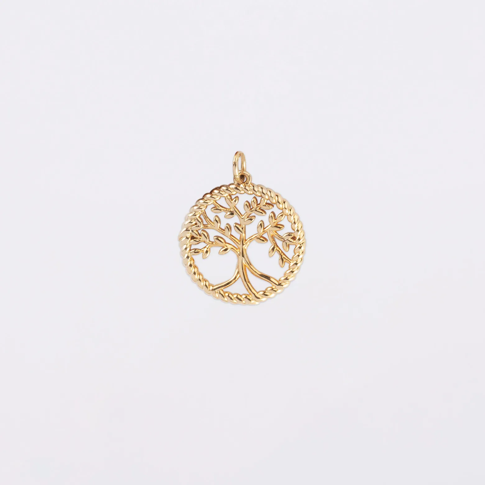 Breloque arbre de vie contour torsadé plaqué or 16 mm
