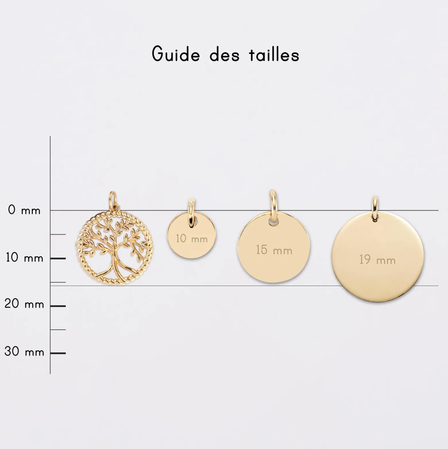Breloque arbre de vie contour torsadé plaqué or 16 mm