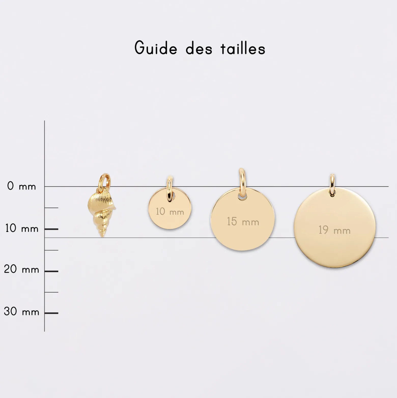 Breloque coquillage scalaire plaqué or 12 mm