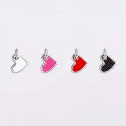 Breloque cœur email et argent 10 mm