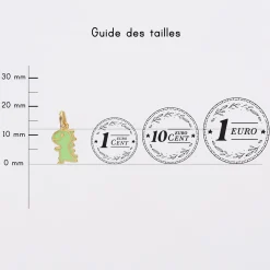 Breloque dinosaure email et plaqué or 12 mm