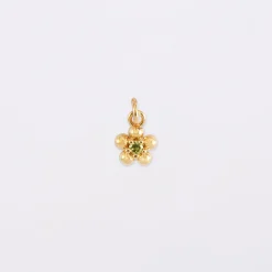 Breloque fleur zircon plaqué or 8 mm