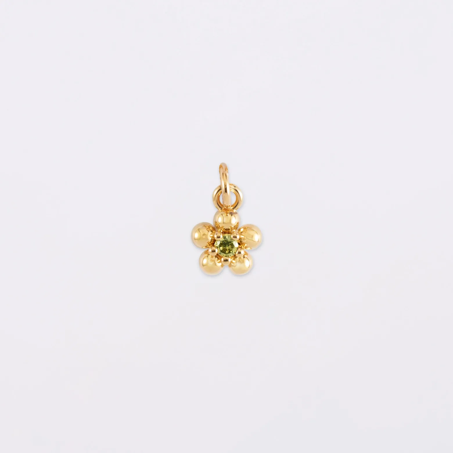 Breloque fleur zircon plaqué or 8 mm