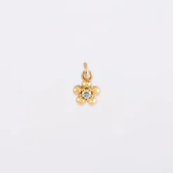 Breloque fleur zircon plaqué or 8 mm