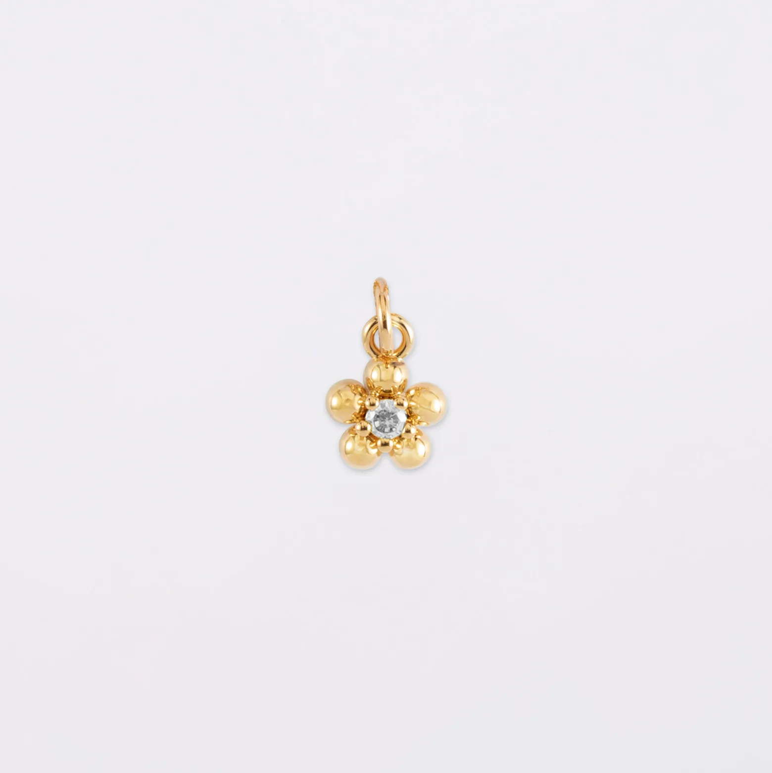 Breloque fleur zircon plaqué or 8 mm