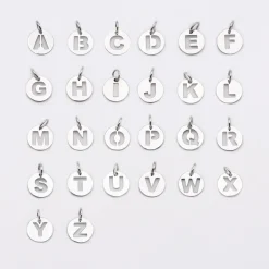 Breloque lettre initiale évidée argent 11 mm