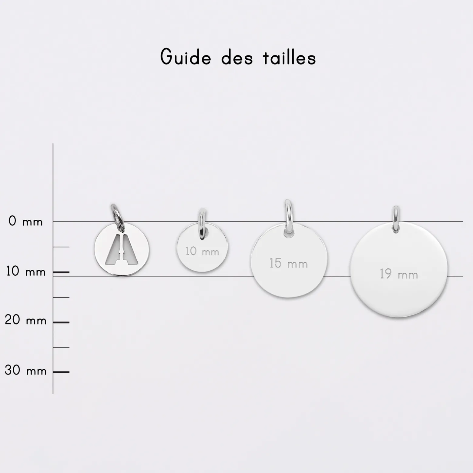 Breloque lettre initiale évidée argent 11 mm