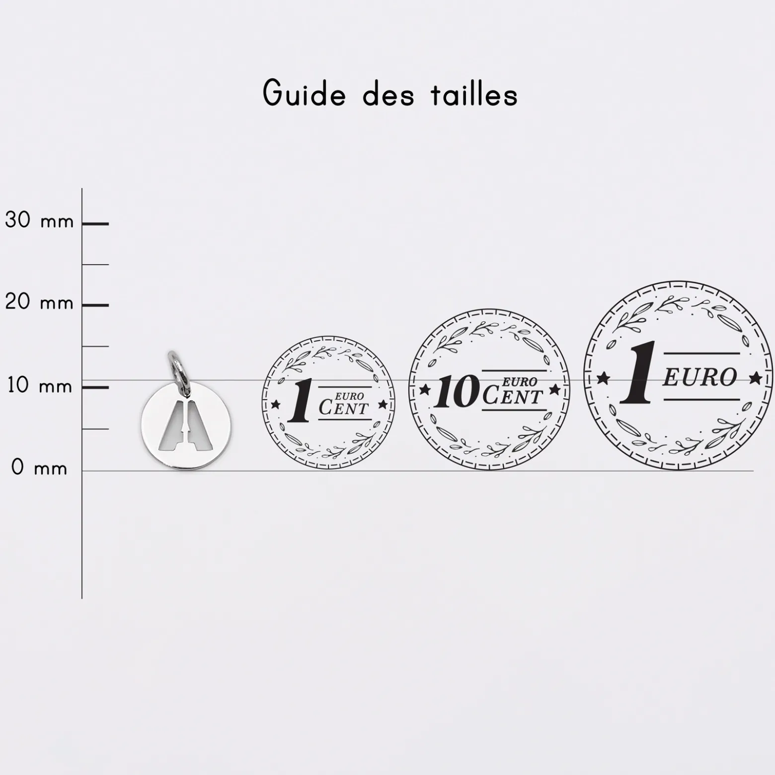 Breloque lettre initiale évidée argent 11 mm