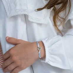 Breloque lettre initiale évidée argent 11 mm