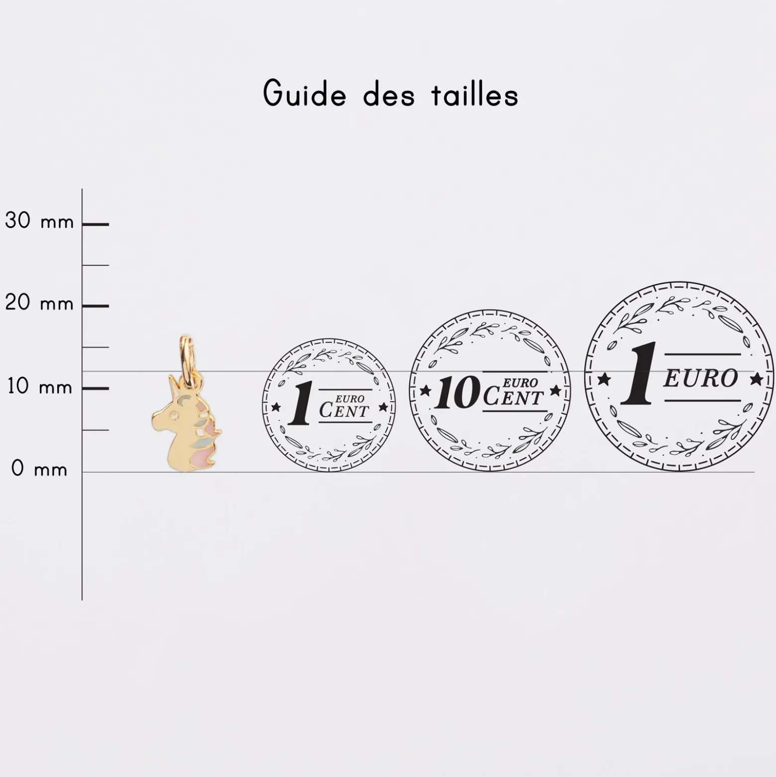 Breloque licorne email et plaqué or 12 mm