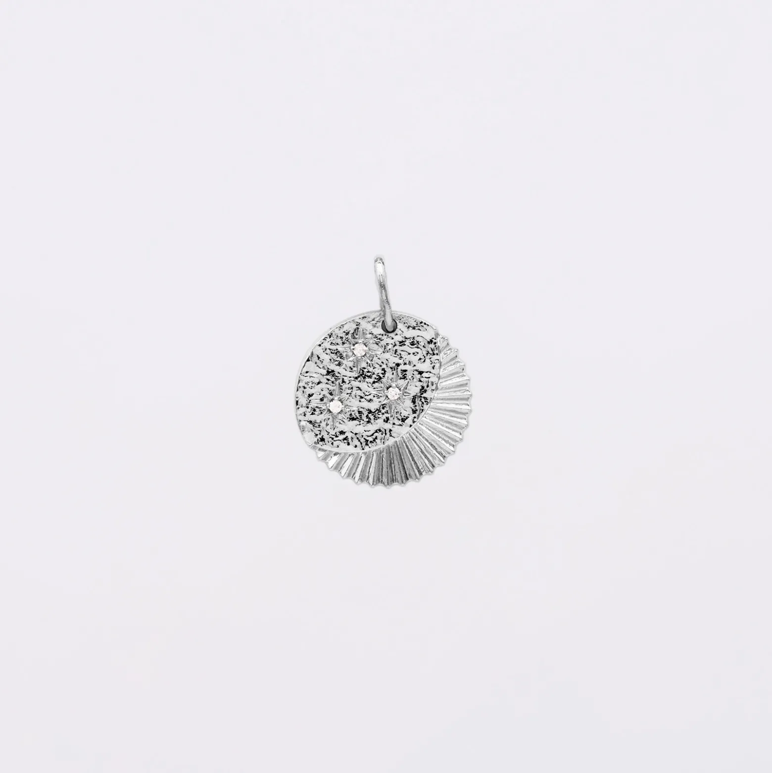 Breloque Lune trio zircons argent 14 mm
