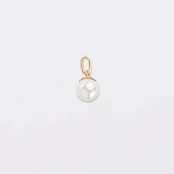 Breloque perle nacre plaqué or 8,5 mm