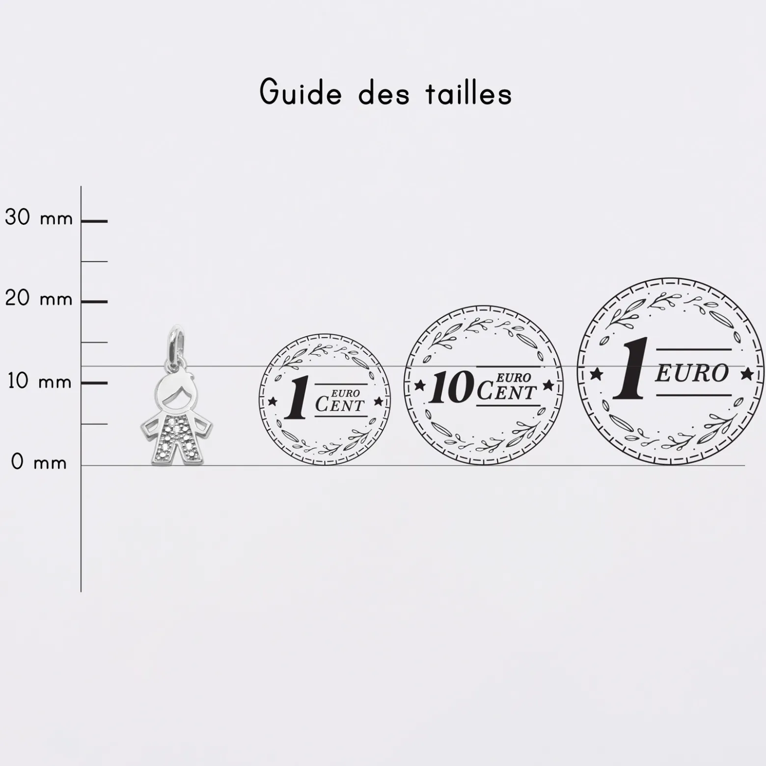 Breloque petit garçon scintillant argent 12 mm