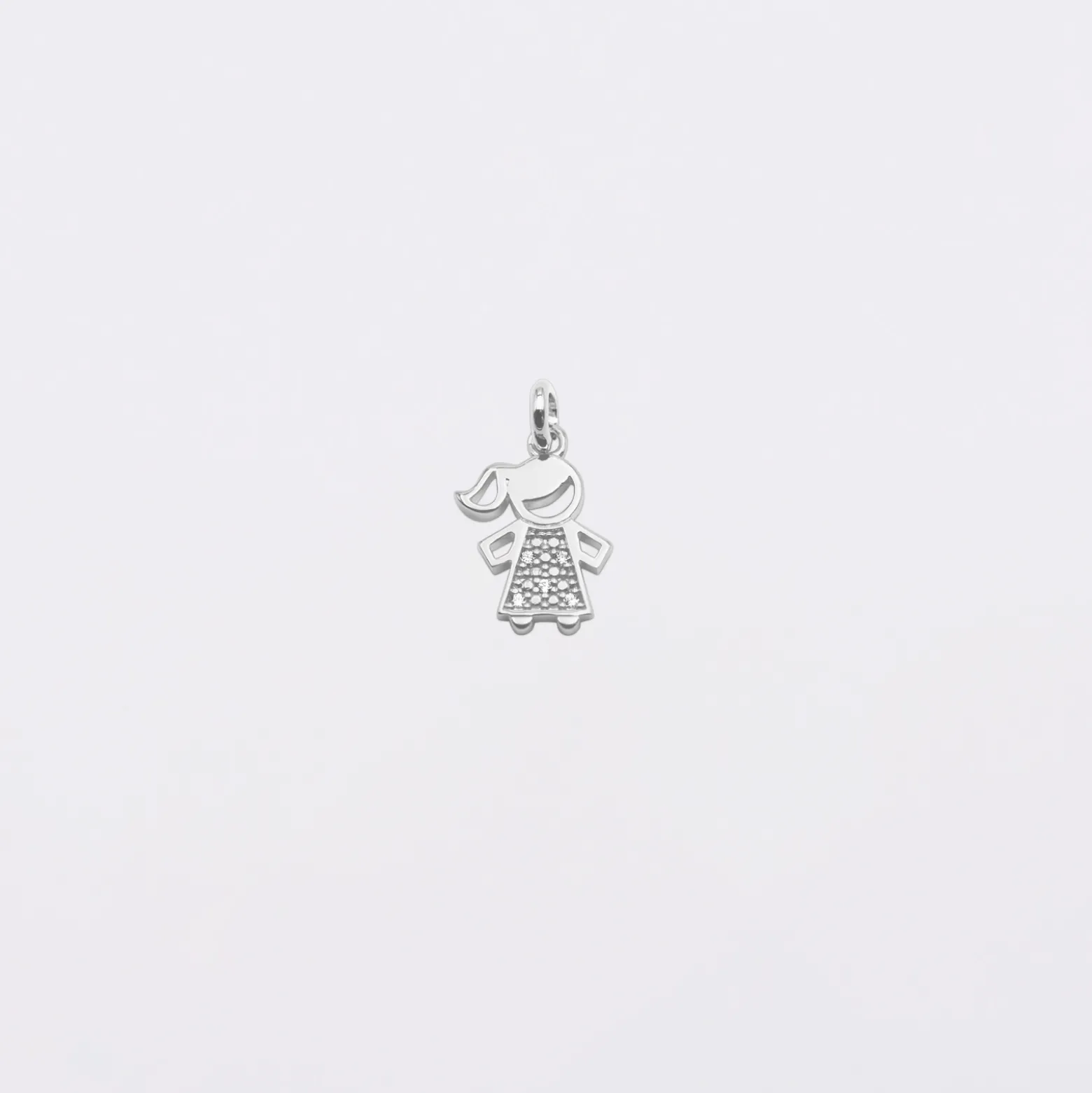 Breloque petite fille scintillante argent 12 mm