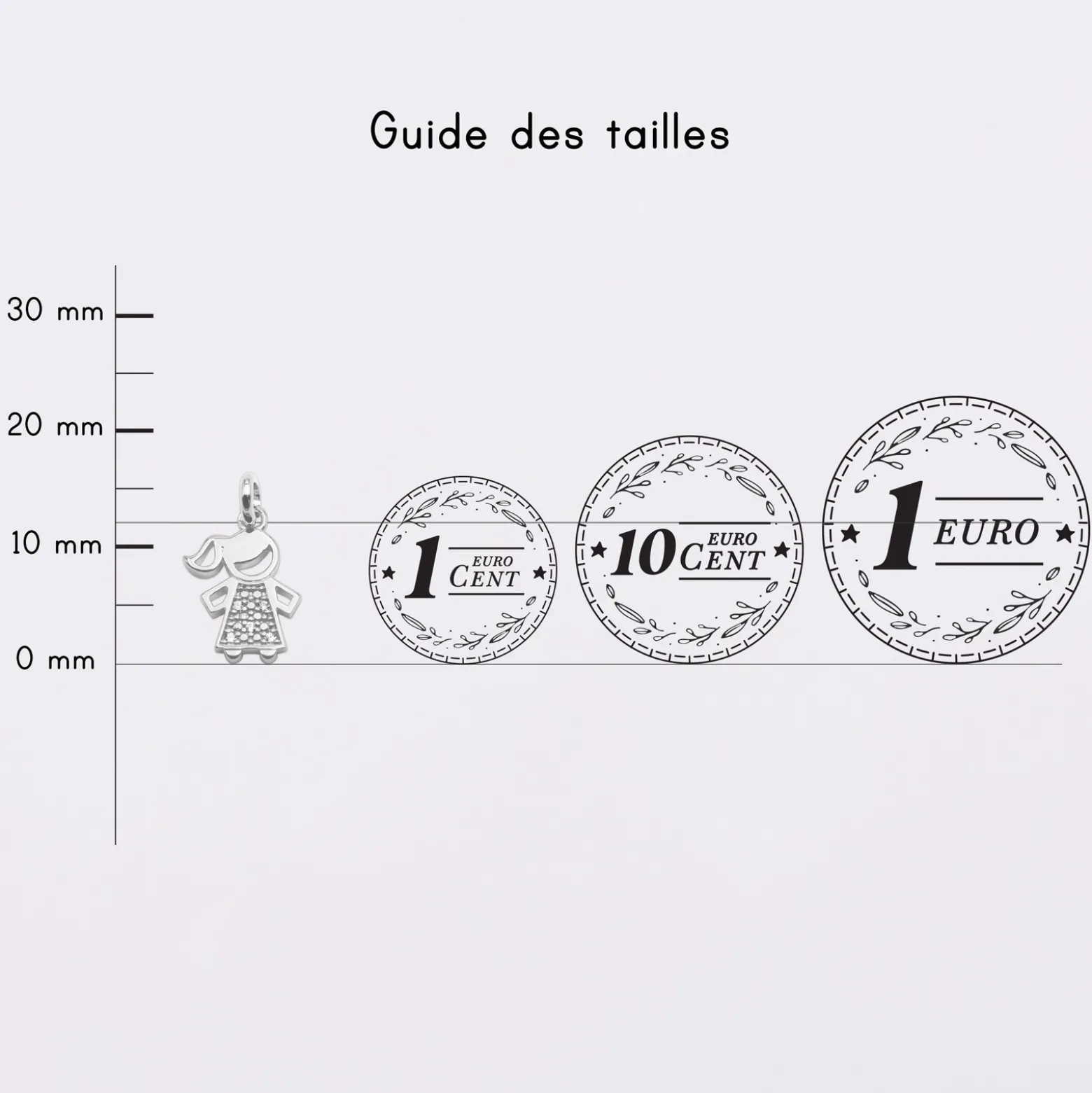 Breloque petite fille scintillante argent 12 mm
