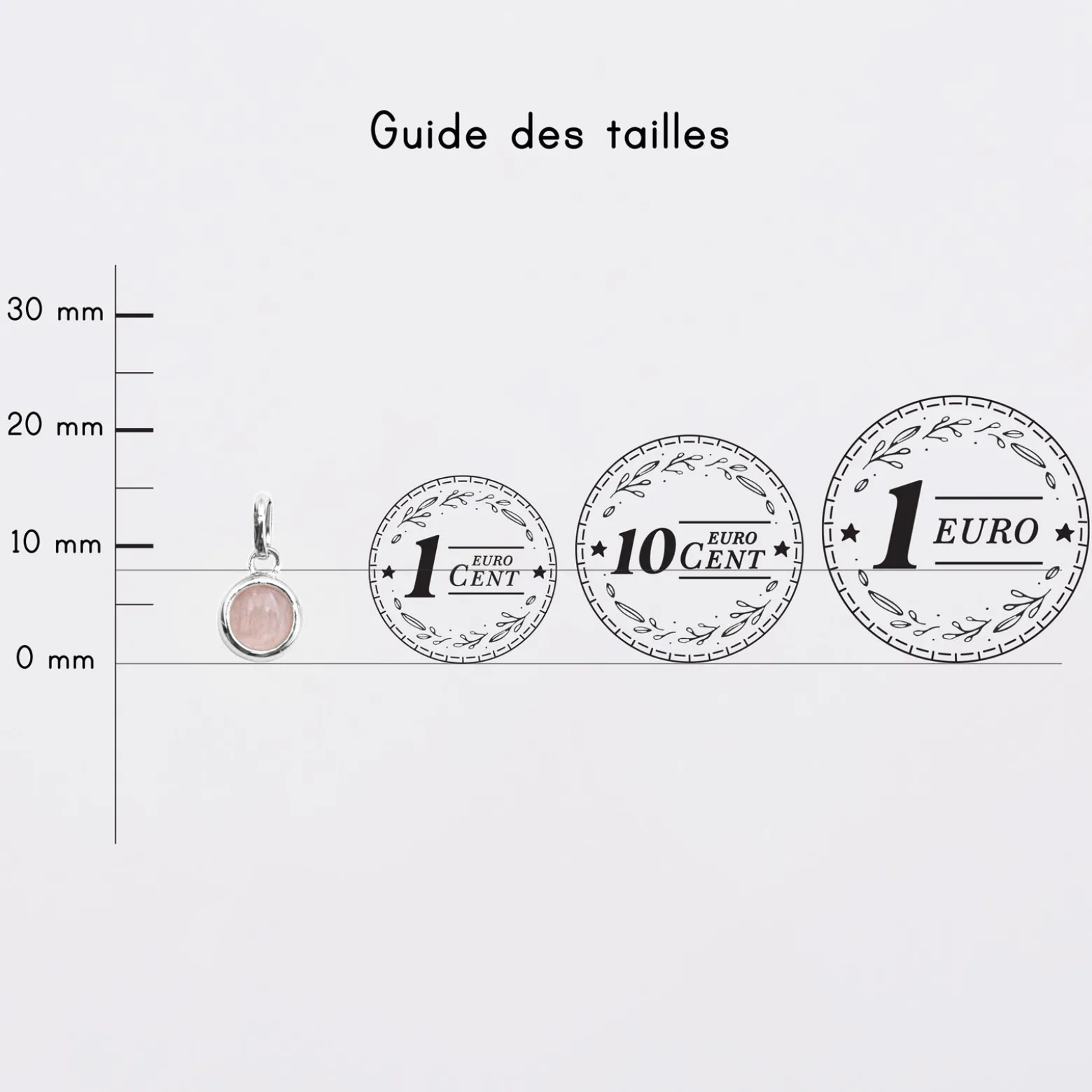 Breloque pierre naturelle et argent 8 mm