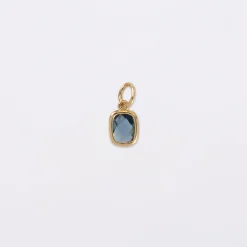 Breloque rectangle zircon plaqué or 9 mm