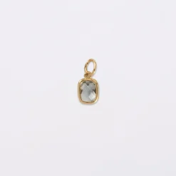 Breloque rectangle zircon plaqué or 9 mm