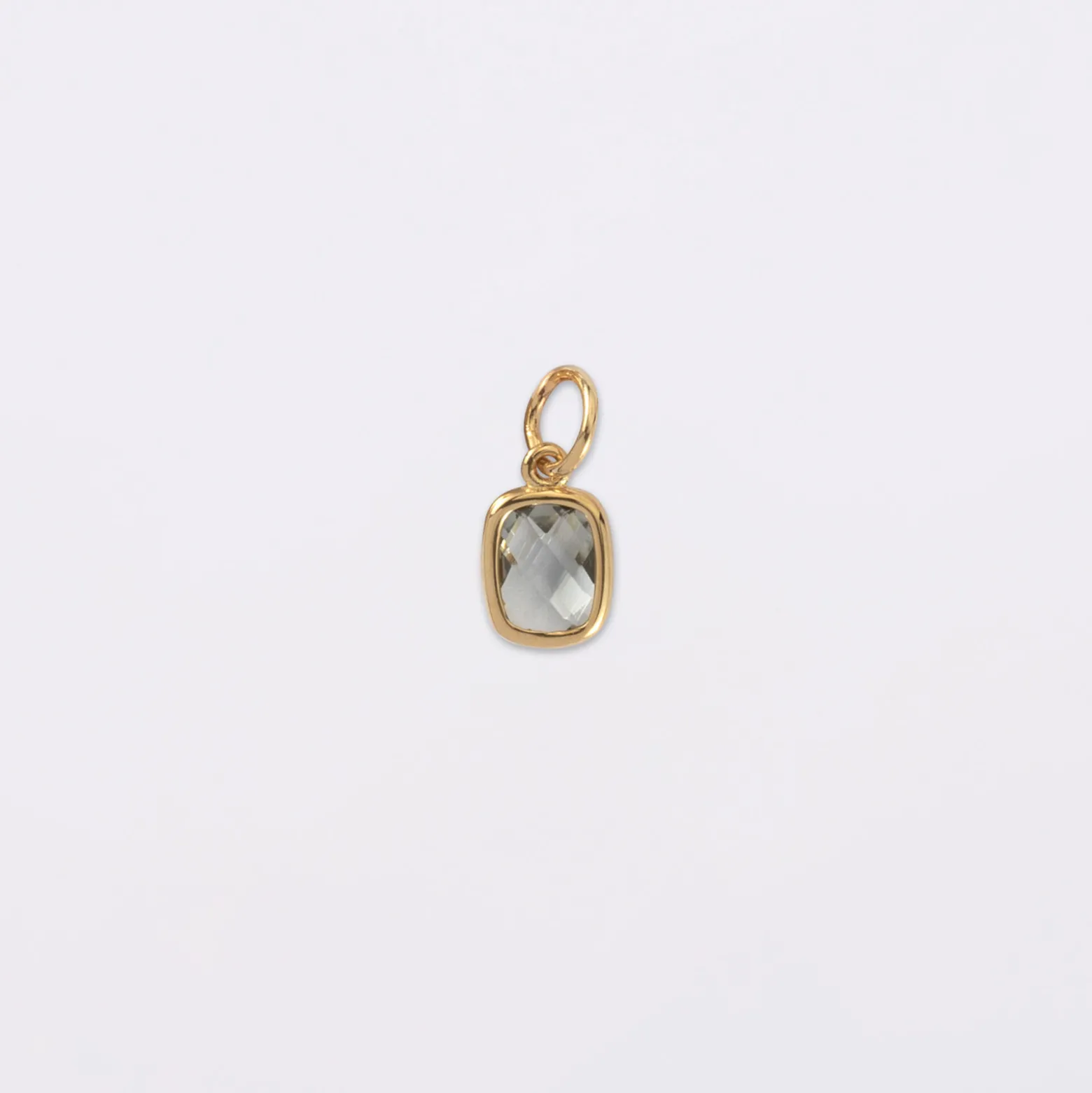 Breloque rectangle zircon plaqué or 9 mm