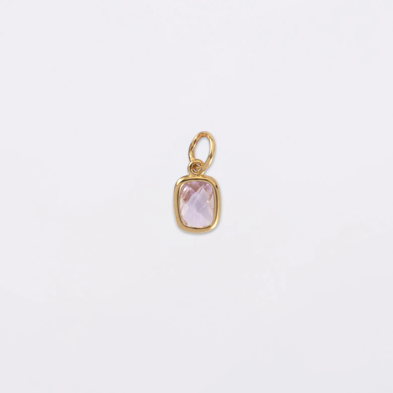 Breloque rectangle zircon plaqué or 9 mm