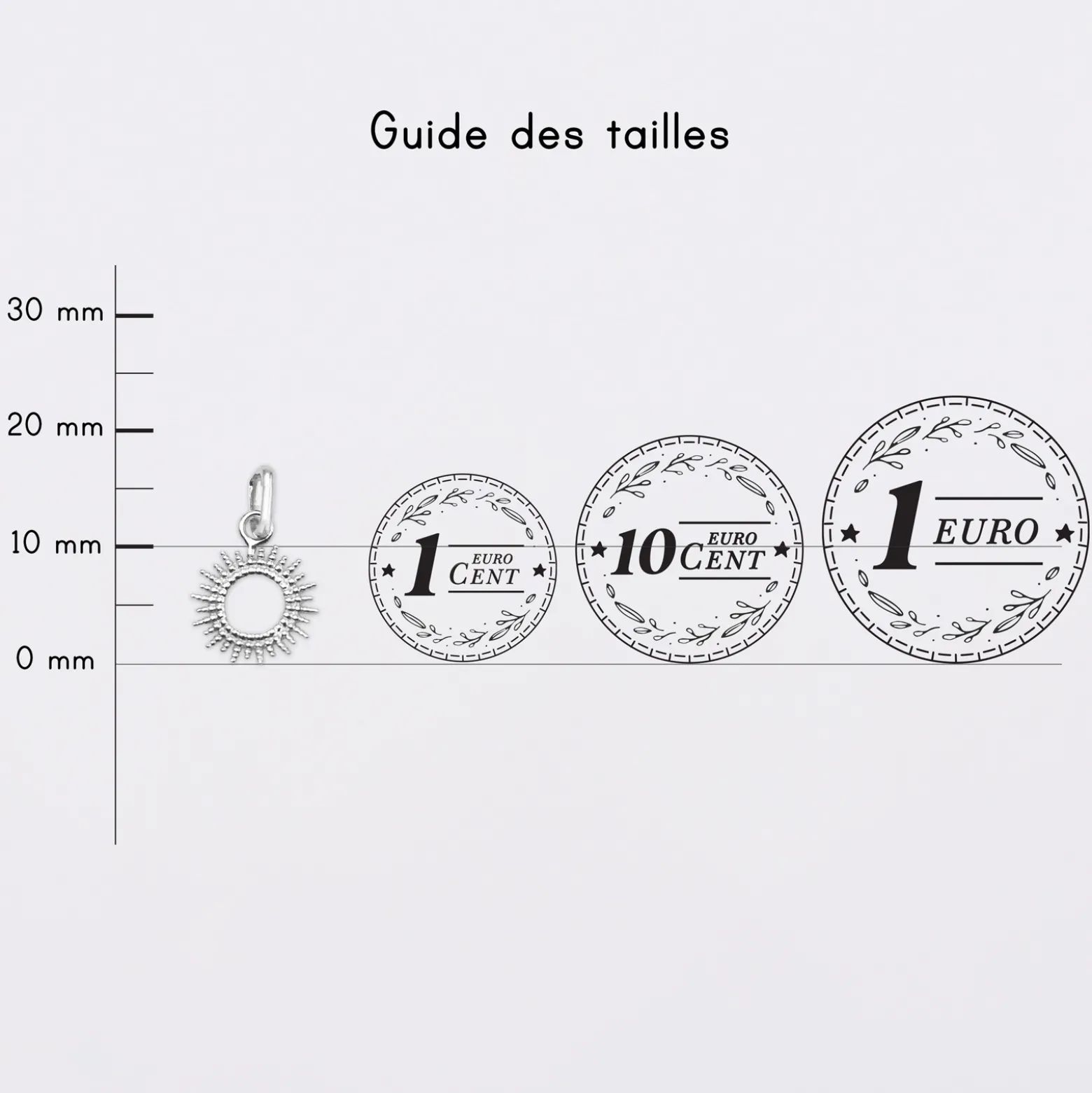 Breloque soleil ouvert argent 10 mm