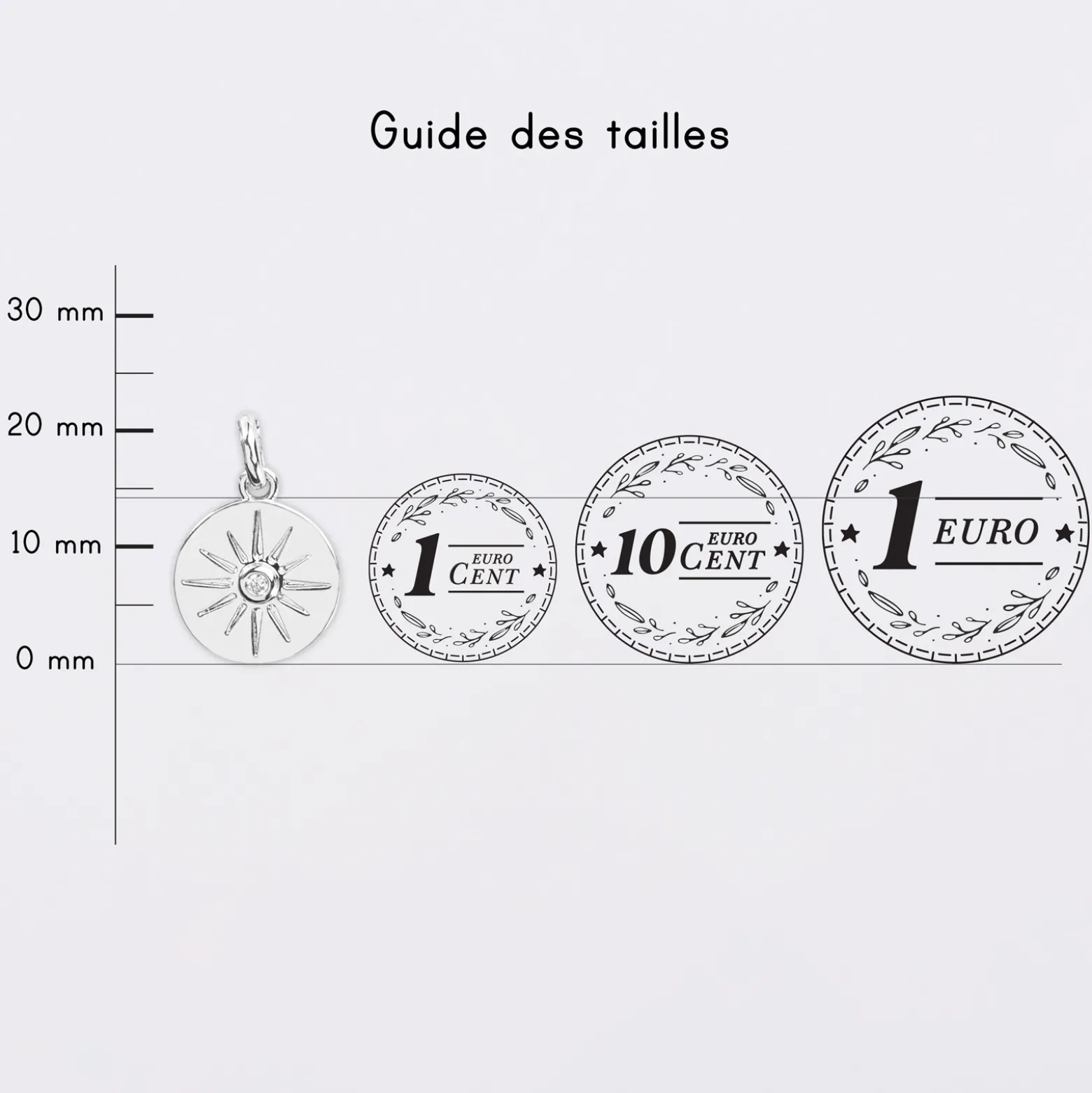 Breloque soleil scintillant argent 14 mm