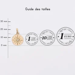 Breloque soleil scintillant plaqué or 14 mm