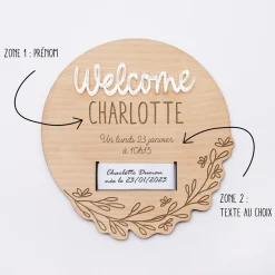 Cadre bracelet de naissance personnalisé bois gravé avec