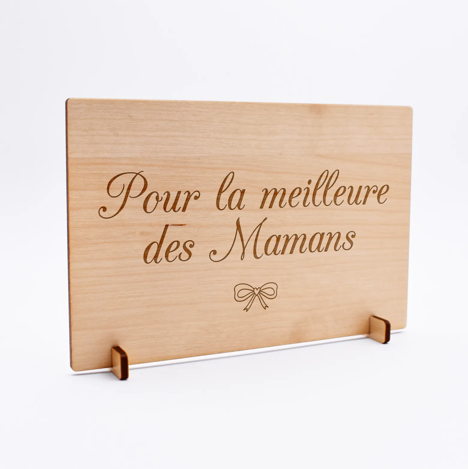 Cadre carte postale maman personnalisé bois gravé 15x10 cm avec support - édition spéciale "Bonne fête maman"
