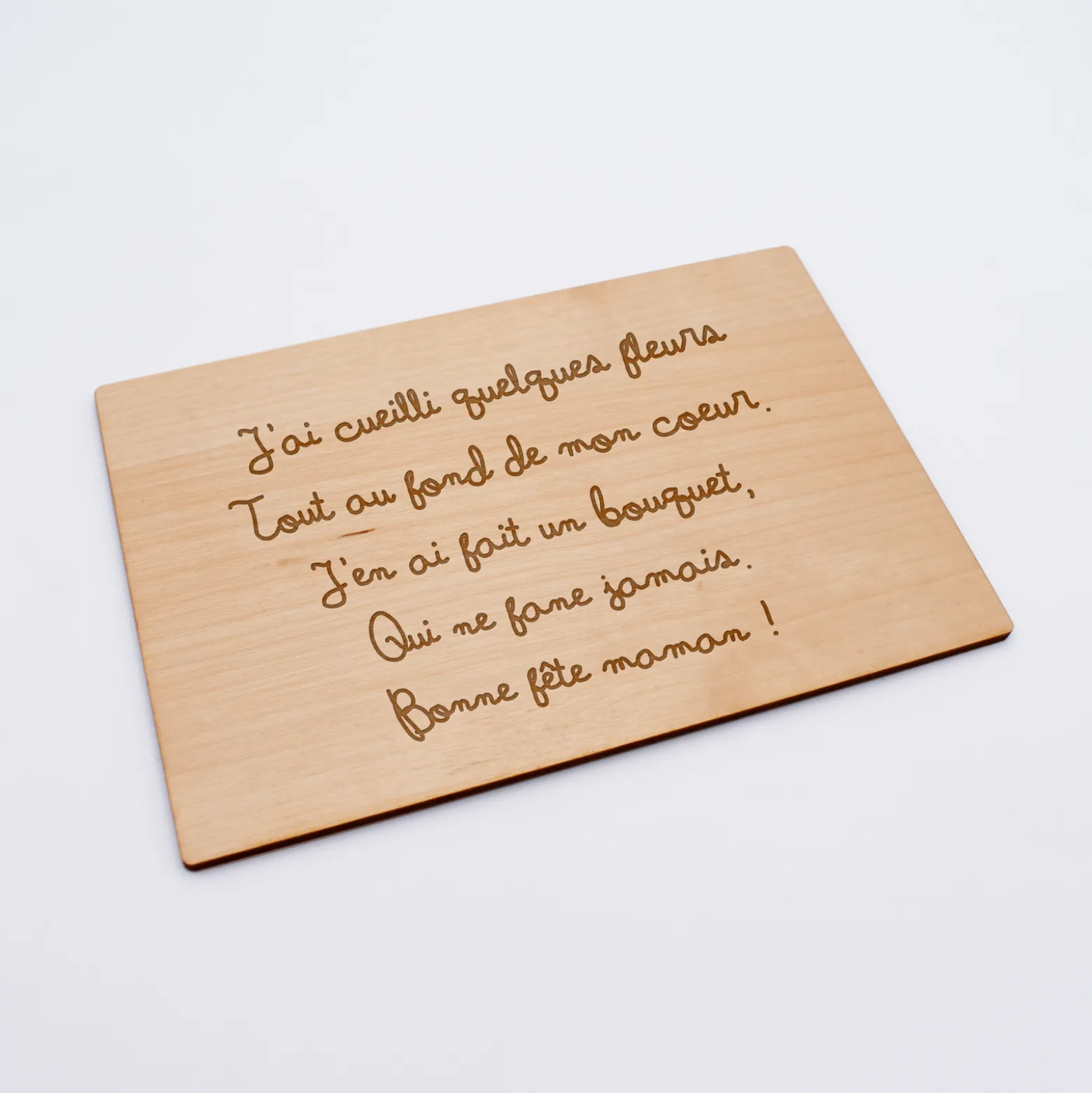 Cadre carte postale maman personnalisé bois gravé 15x10 cm avec support - édition spéciale "Bonne fête maman"