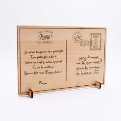 Cadre carte postale papy personnalisé bois gravé 15x10 cm avec support - édition spéciale
